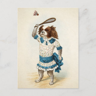 Carte postale victorienne de chien de badminton