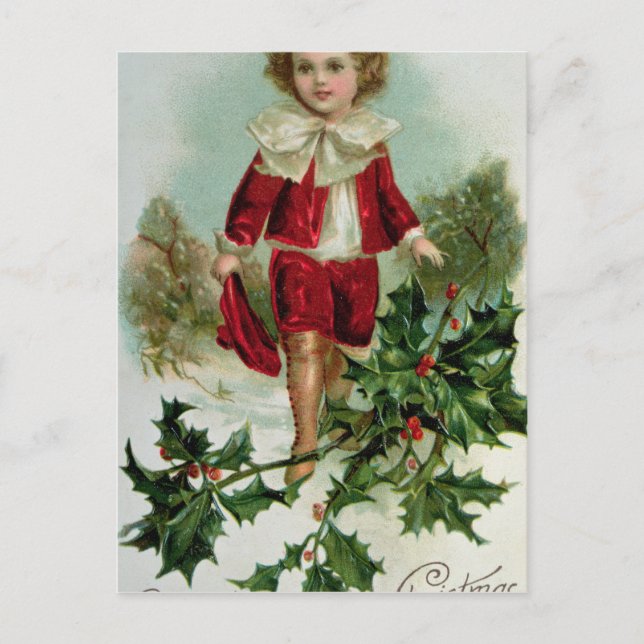 Carte postale victorienne de Noël dépeignant un (Devant)