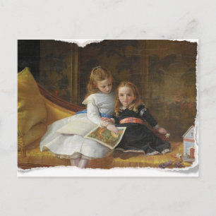 Carte postale Victorienne déprimée Deux Jeunes Fil