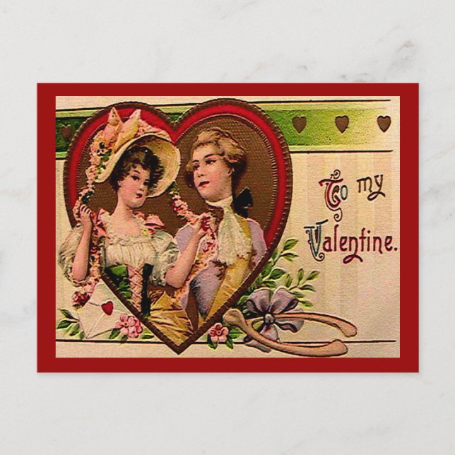 Carte postale victorienne Valentines Couple (Devant)