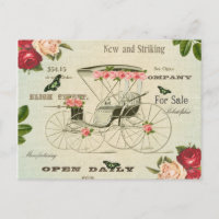 Carte postale victorienne vintage avec fleurs