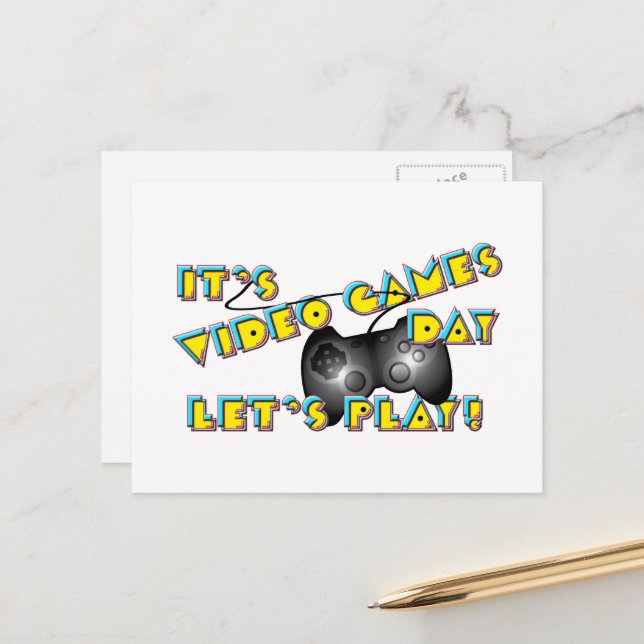 Carte Postale Video Games Day (Devant/Arrière en situation)