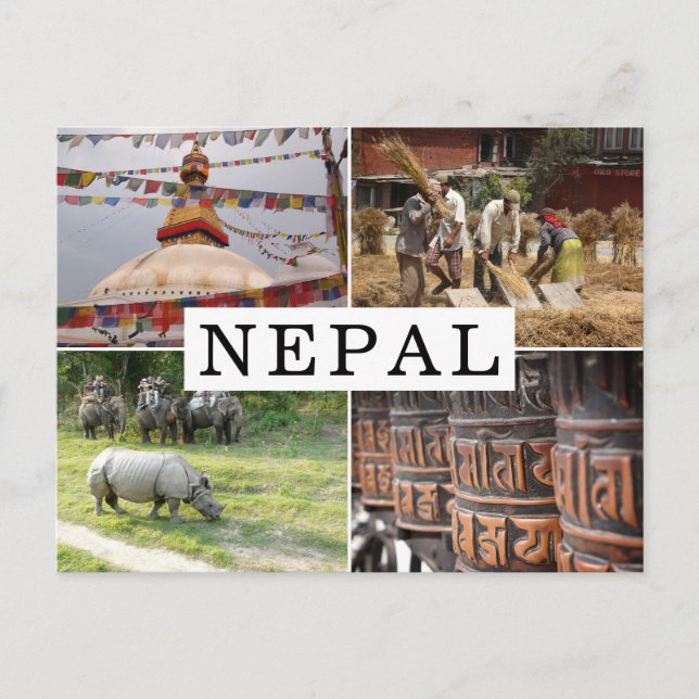 Carte Postale Vie au Népal photo-collage touristique (Devant)