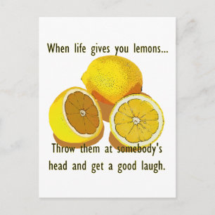 Carte Postale Vie Citrons Humour foncé Funny Fruit Jaune