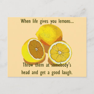 Carte Postale Vie Citrons Humour foncé Funny Fruit Jaune