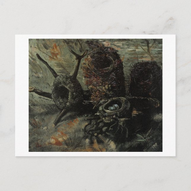 Carte Postale Vie morte avec nids d'oiseaux Van Gogh Art (Devant)