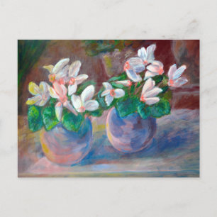 Carte Postale Vie morte avec peinture à cyclamen rose