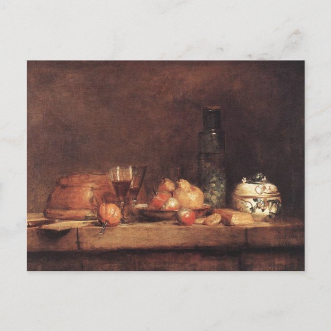 Carte Postale Vie morte avec pot d'olives par Jean Chardin Post (Devant)