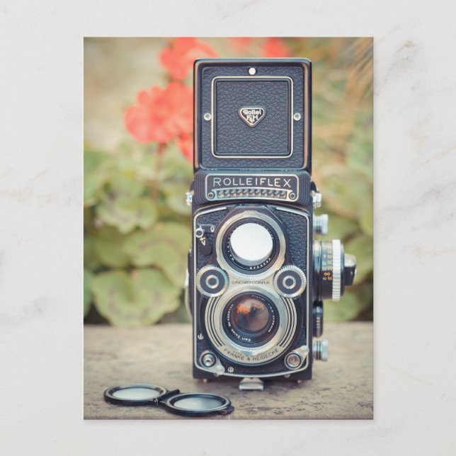 Carte Postale Vieil appareil-photo jumel de lentille (Devant)