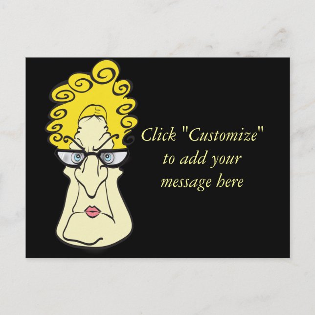 Carte Postale Vieille Femme grincheuse (Devant)