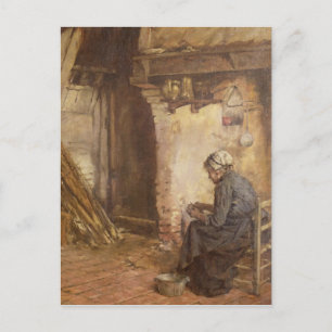 Carte Postale Vieille Femme Peeling Pommes de terre