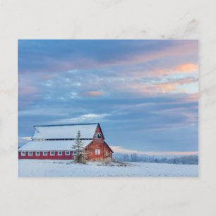 Carte Postale Vieille Grange Rouge En Bois Dans La Vallée Inféri