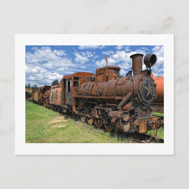 Carte Postale Vieille locomotive à vapeur rouillée (Devant)