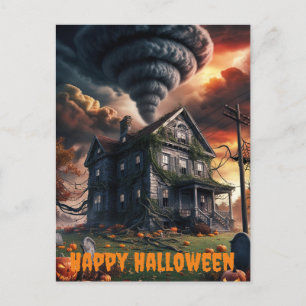 Carte Postale vieille maison à tornado halloween thème