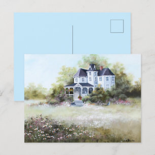 Carte Postale Vieille Maison Victorienne Avec Chats Rustique Pay