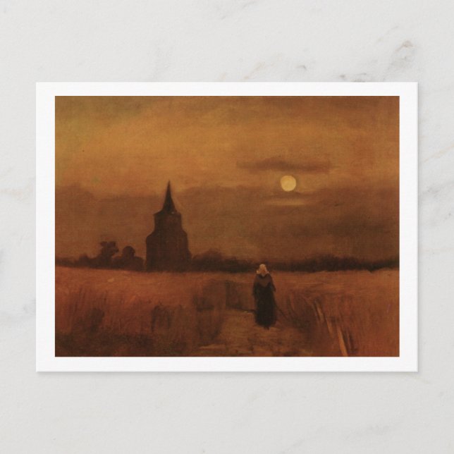 Carte Postale Vieille tour dans les champs Van Gogh Art (Devant)