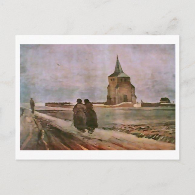 Carte Postale Vieille tour de Nuenen, Van Gogh Art (Devant)