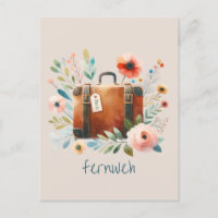 Vieille valise avec des lunettes de fleurs personn
