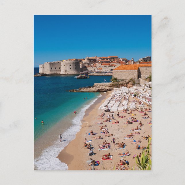 Carte Postale Vieille ville de Dubrovnik et plage de Banje (Devant)
