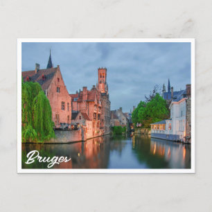 Carte Postale Vieille ville et beffroi la nuit à Bruges