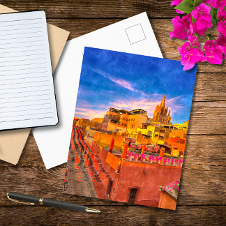 Carte Postale Vieille Ville Rustique San Miguel De Allende Paint