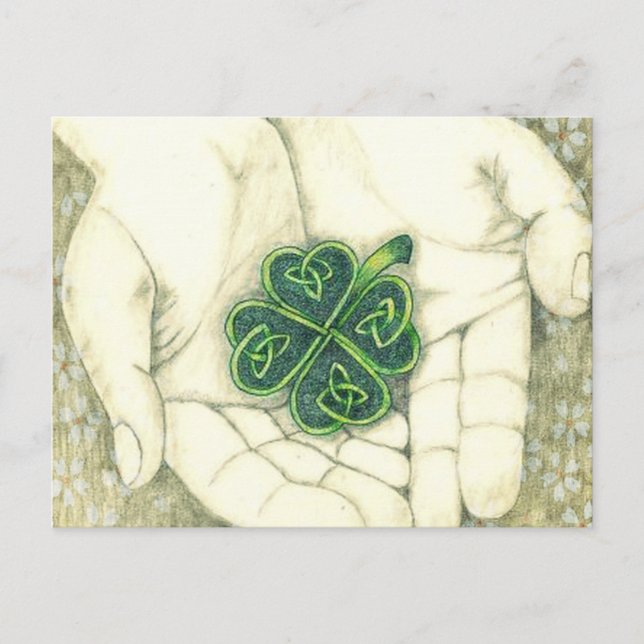 Carte Postale Viel Glück, keltischer Knoten, Kleeblatt, (Devant)