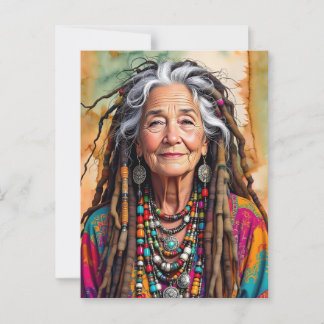 Carte Postale Vielle dame cool dans des verrous de la terreur Fe