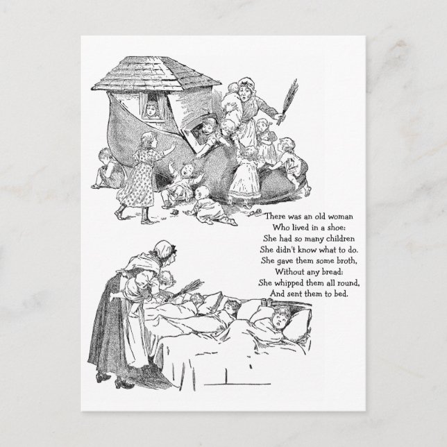 Carte Postale Vielle femme vivant dans la pépinière de chaussure (Devant)