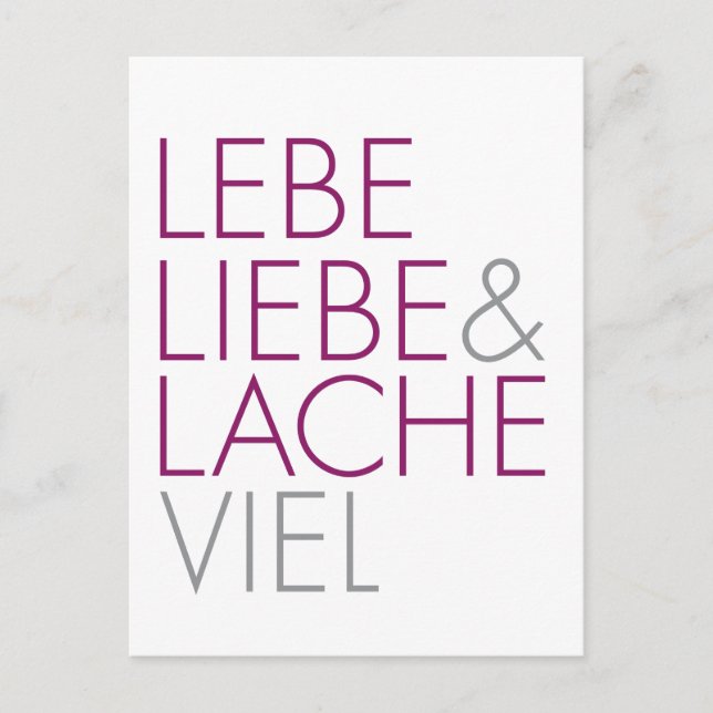 Carte Postale Vielle Lebe Liebe et Lache (Devant)