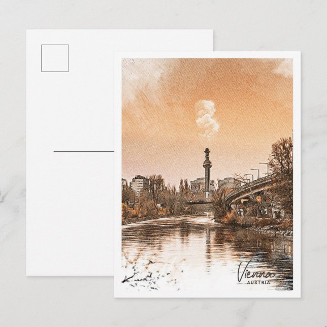 Carte Postale Vienne Autriche Belle couleur Sketch Paysage (Devant / Derrière)