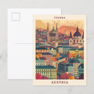 Carte Postale Vienne Autriche Élégante Vintage voyage d'art
