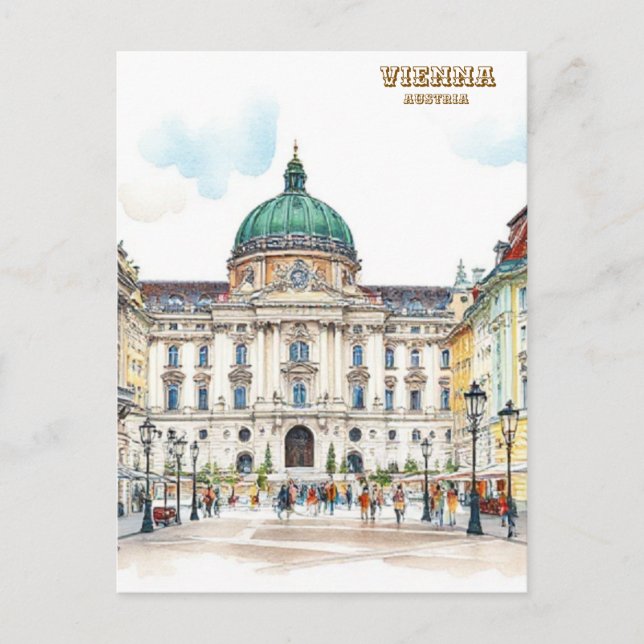 Carte Postale Vienne Autriche peinture aquarelle (Devant)