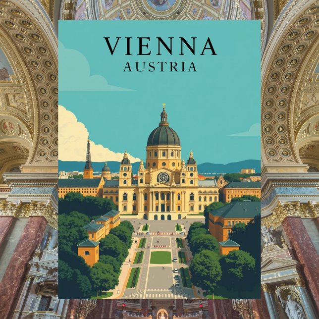 Carte postale Vienne, Autriche Vintage voyage Art (Vienna Austria)