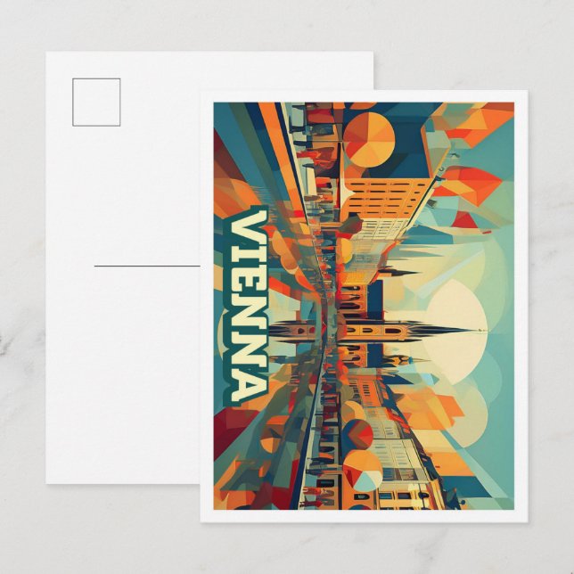 Carte Postale Vienne Autriche Voyage artistique coloré (Devant / Derrière)