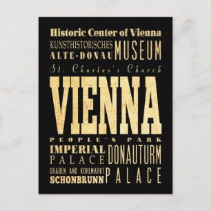 Carte Postale Vienne Ville d'Autriche Typographie Art