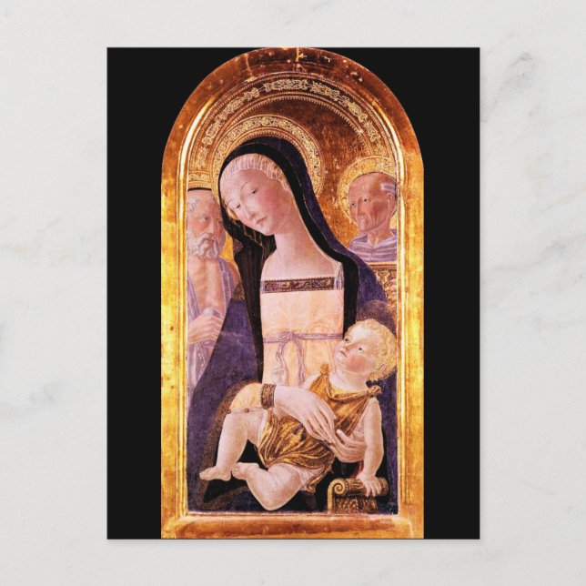 Carte Postale VIERGE AVEC ENFANT ET SAINTS, parchemin (Devant)