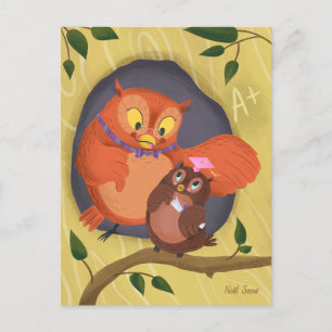 Carte postale vierge avec un chapeau rose et un hi