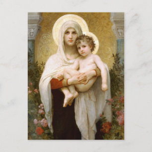 Carte Postale Vierge de Jésus Rose et Enfant Enfant