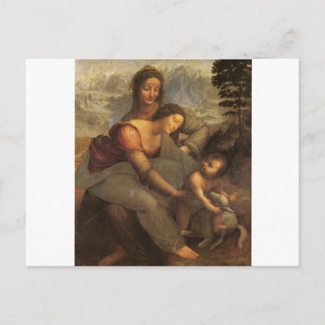 Carte Postale Vierge et enfant avec Sainte-Anne et agneau par Da (Devant)