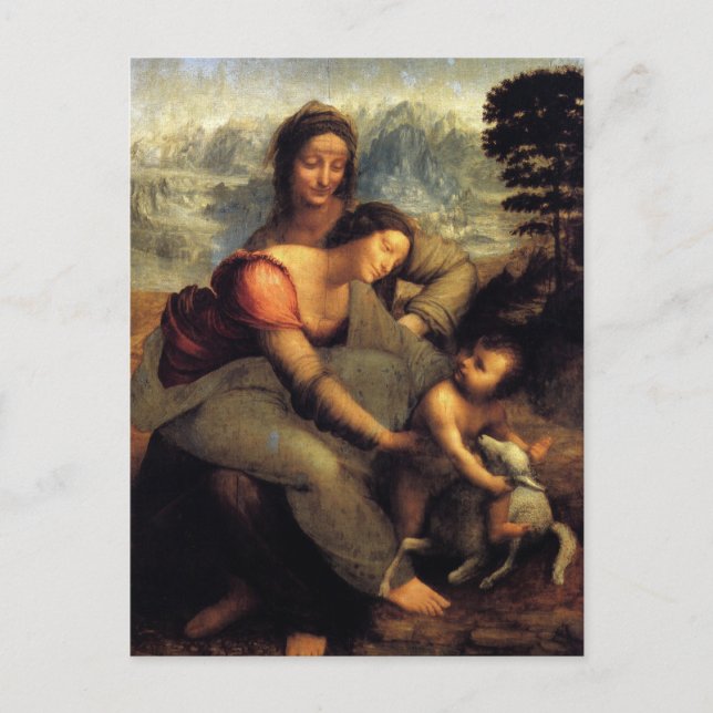 Carte Postale Vierge et enfant avec St.Anne & Lamb (Devant)