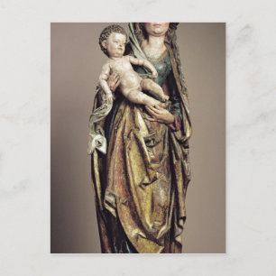 Carte Postale Vierge et Enfant, Sculpture en bois