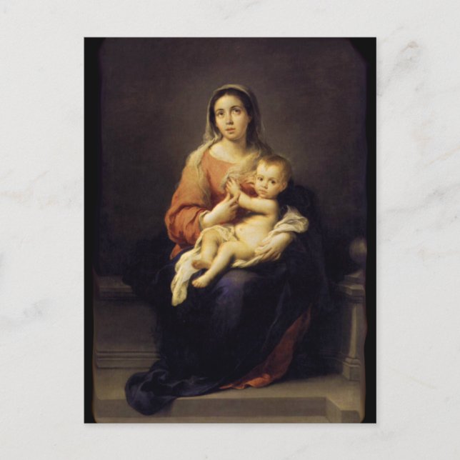 Carte Postale Vierge et Enfant - Vierge Marie - Murillo (Devant)