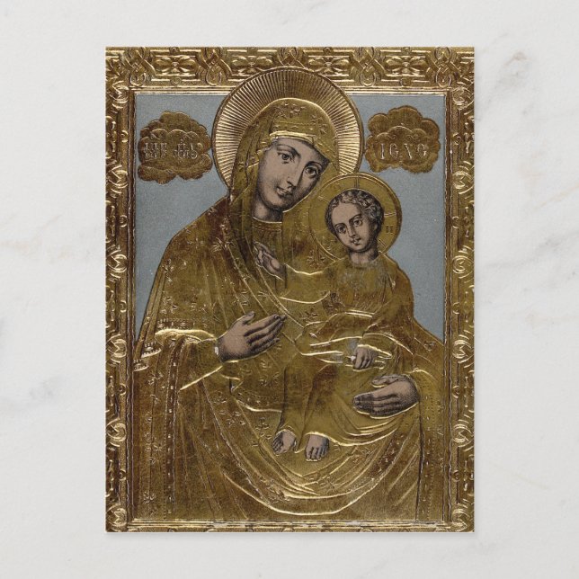 Carte Postale Vierge Marie et bébé Jésus Christ Golden Elegant (Devant)