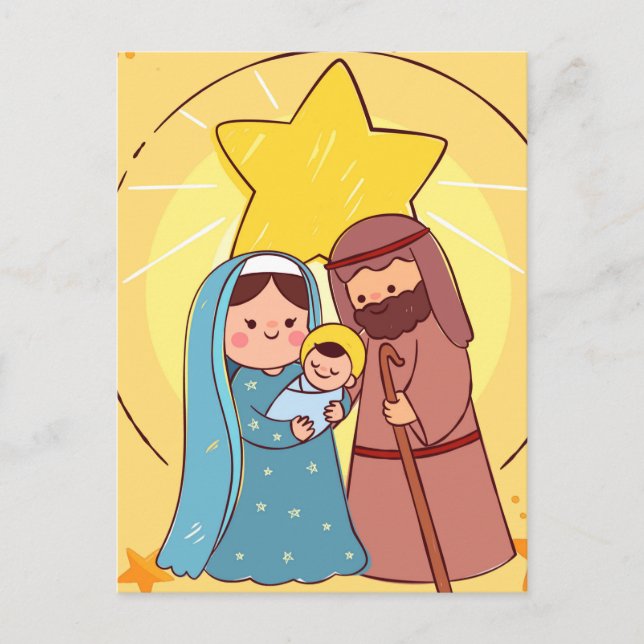Carte Postale Vierge Marie Jésus Nativité Noël (Devant)
