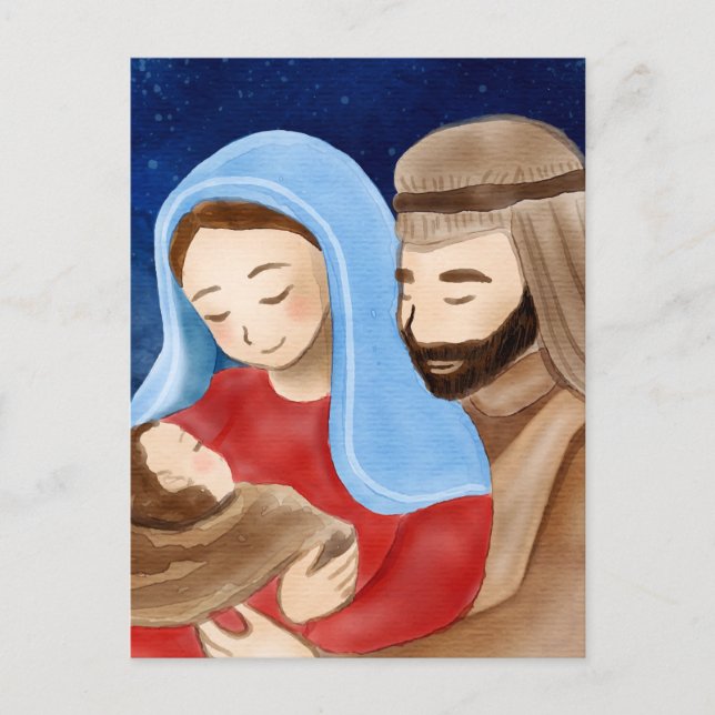 Carte Postale Vierge Marie Noël de la Nativité Jésus (Devant)