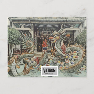 Carte Postale Vietnam Dragon Temple, Date personnalisable