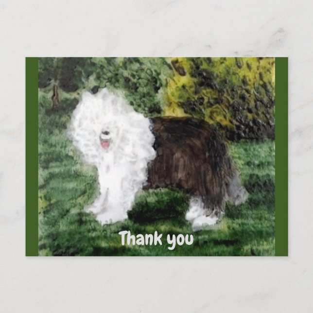 Carte Postale Vieux anglais Sheepdog Pet Merci (Devant)