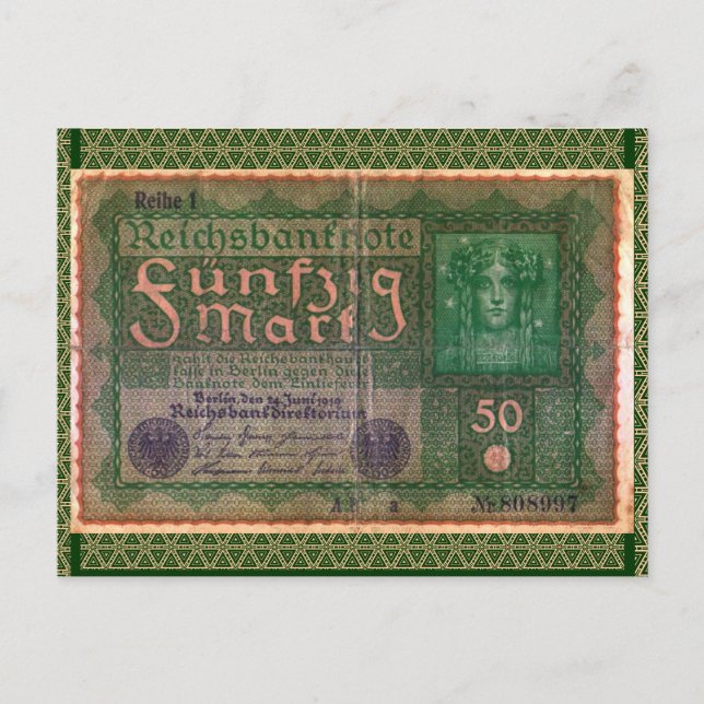 Carte Postale Vieux argent : 50 Mark allemand (Devant)