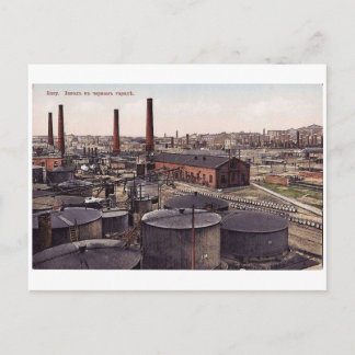 Carte Postale Vieux Bakou - ville noire - usine d'huile