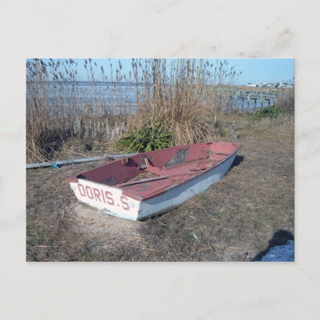 Carte Postale Vieux bateau de rangée rustique (Devant)